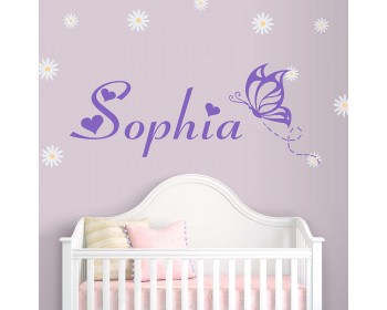 Personalized Name with Butterfly - Monogram Wall Decal 